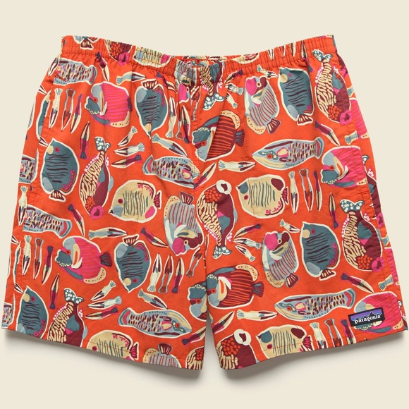 PATAGONIA 5" Baggies Shorts - Wrasse Pollinator Orange Size XL Fish Print - Picture 7 of 14